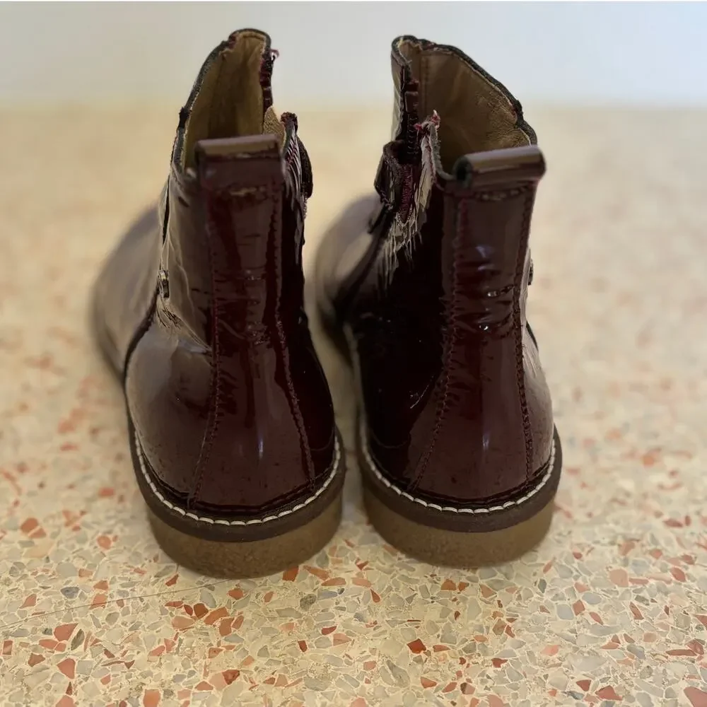 Naturino Kids Dasie Patent Leather Chelsea Boots - Burgundy - Size 31 / US 13.5